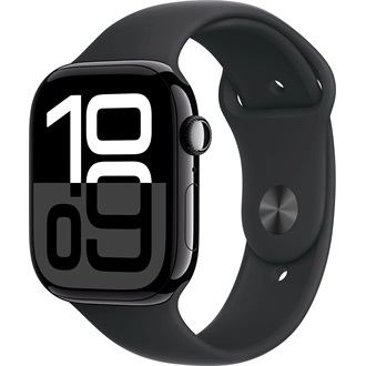 Apple Watch S10 GPS (46mm) kozmoszfekete alumínium tok, fekete sportszíj (M/L) okosóra