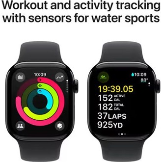 Apple Watch S10 cellular 42mm aluminium ház okosóra fekete (Jet Black) + BLACK SP BD M/L