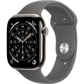 Apple Watch S11 (42mm) Natural Titanium cellular okosóra ezüst + Stone Grey Sport Band - M/L