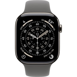 Apple Watch S11 (42mm) Natural Titanium cellular okosóra ezüst + Stone Grey Sport Band - M/L