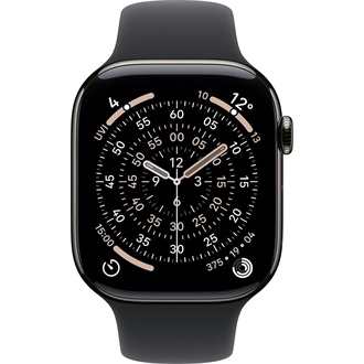 Apple Watch S11 (42mm) Slate Titanium cellular okosóra szürke + Black Sport Band - M/L