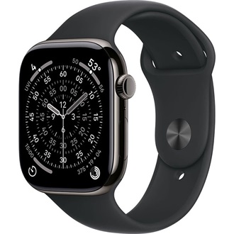 Apple Watch S11 (42mm) Slate Titanium cellular okosóra szürke + Black Sport Band - S/M