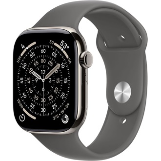 Apple Watch S11 (46mm) Natural Titanium cellular okosóra ezüst + Stone Grey Sport Band - M/L