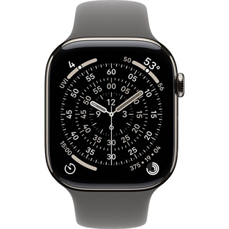 Apple Watch S11 (46mm) Natural Titanium cellular okosóra ezüst + Stone Grey Sport Band - M/L