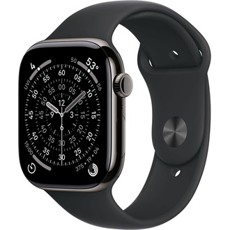Apple Watch S11 (46mm) Slate Titanium cellular okosóra szürke + Black Sport Band - S/M