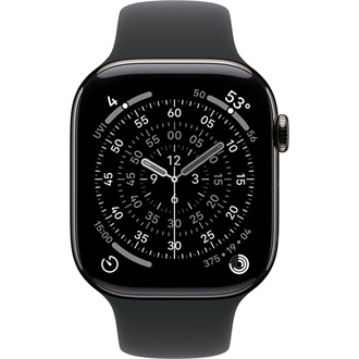 Apple Watch S11 (46mm) Slate Titanium cellular okosóra szürke + Black Sport Band - S/M
