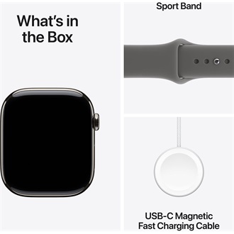 Apple Watch S11 (42mm) Natural Titanium cellular okosóra ezüst + Stone Grey Sport Band - M/L