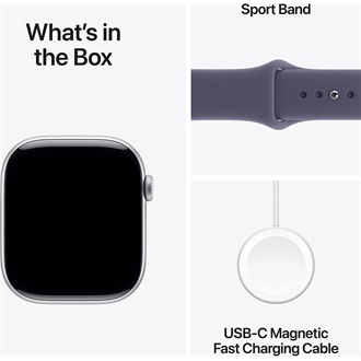 Apple Watch S11 GPS-es (46mm) ezüst alumínium tok, ködös lila M/L sportszíjas okosóra