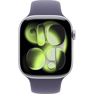 Apple Watch S11 GPS-es (46mm) ezüst alumínium tok, ködös lila S/M sportszíjas okosóra
