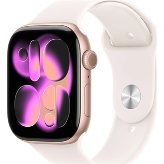 Apple Watch S11 GPS-es (46mm) rózsaarany alumínium tok, lágy rózsaszín M/L sportszíjas okosóra