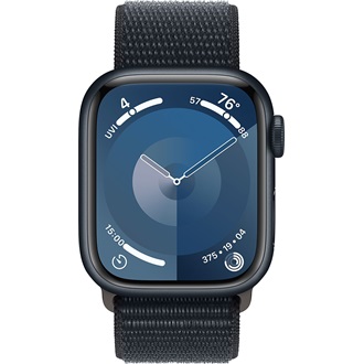 Apple Watch S9 GPS (41mm) éjfekete alumínium tok , éjfekete sport pánt okosóra
