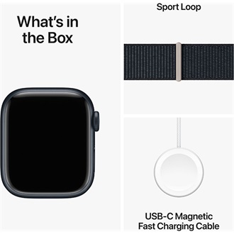 Apple Watch S9 GPS (41mm) éjfekete alumínium tok , éjfekete sport pánt okosóra