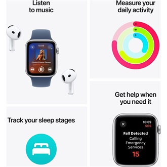 Apple Watch SE2 v3 GPS (44mm) csillagfény alumínium tok, csillagfény sportszíj (M/L) okosóra