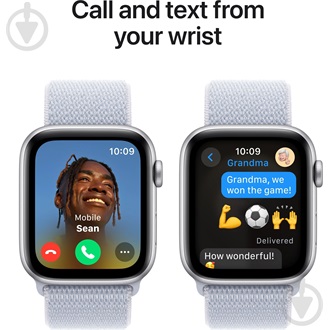 Apple Watch SE2 v3 GPS (44mm) ezüst alumínium tok, fakókék sportszíj okosóra