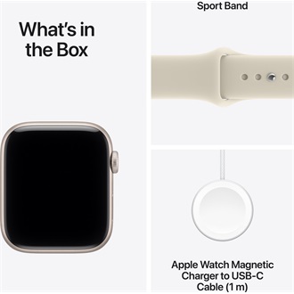 Apple Watch SE3 (40mm) Starlight Aluminium okosóra ezüst + Sand Sport Band - S/M