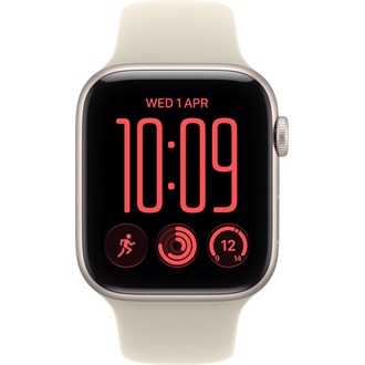 Apple Watch SE3 (40mm) Starlight Aluminium okosóra ezüst + Sand Sport Band - S/M