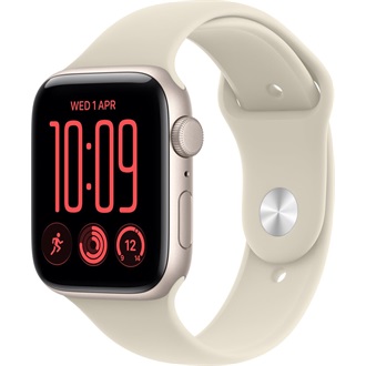 Apple Watch SE3 (40mm) Starlight Aluminium okosóra ezüst + Sand Sport Band - S/M