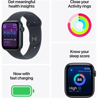 Apple Watch SE3 (44mm) Midnight Aluminium cellular okosóra fekete + Midnight Sport Band - M/L