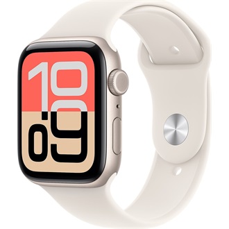 Apple Watch SE3 (44mm) Starlight Aluminium cellular okosóra ezüst + Starlight Sport Band - M/L
