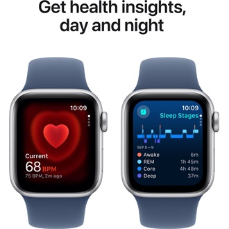 Apple Watch SE GPS 40mm aluminium ház okosóra ezüst + DENIM SP BAND S/M