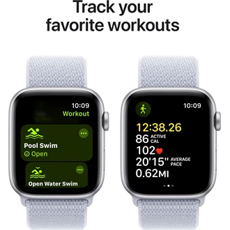 Apple Watch SE GPS 44mm aluminium ház okosóra ezüst + BLUE CLOUD SPORT LOOP