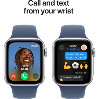 Apple Watch SE GPS 44mm aluminium ház okosóra ezüst + DENIM SPORT BAND S/M