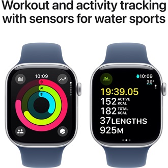 Apple Watch SE cellular 44mm ház okosóra ezüst + DENIM SP BAND S/M