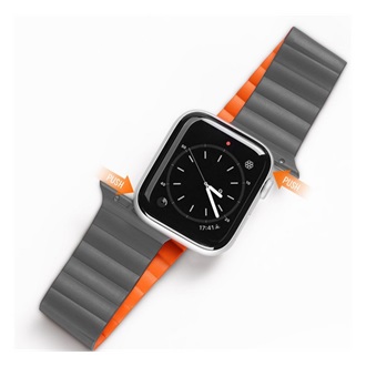 Apple Watch Series 10 42mm DUX DUCIS pótszíj egyedi méret, mágneses, SZÜRKE/NARANCSSÁRGA