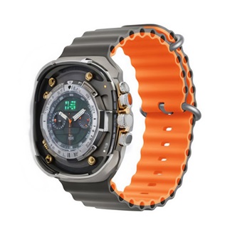 Apple Watch Series 10 46mm DEVIA DELUXE SPORT6 pótszíj egyedi méret, hullám, VILÁGOSSZÜRKE/NARANCSSÁRGA