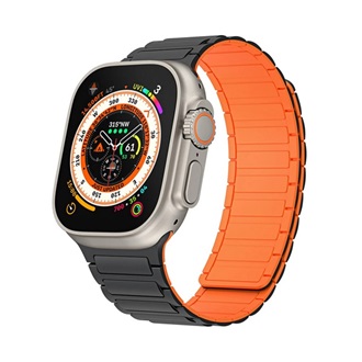 Apple Watch Series 10 46mm GIGAPACK Pótszíj egyedi méret, mágneses, FEKETE/NARANCSSÁRGA