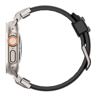 Apple Watch Series 10 46mm SPIGEN DURAPRO ARMOR PU pótszíj egyedi méret, fém csat, FEKETE