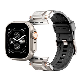 Apple Watch Series 10 46mm SPIGEN DURAPRO ARMOR pótszíj egyedi méret, fém csat, FEKETE