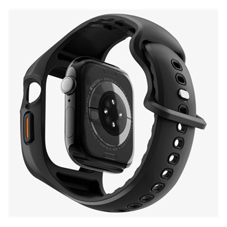 Apple Watch Series 10 46mm SPIGEN LIQUID AIR PRO szilikon óra keret szilikon szíj, ütésállóság, FEKETE