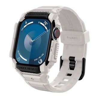 Apple Watch Series 10 46mm SPIGEN RUGGED ARMOR PRO pótszíj egyedi méret, ütésállóság + szilikon keret, BÉZS