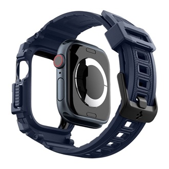 Apple Watch Series 10 46mm SPIGEN RUGGED ARMOR PRO pótszíj egyedi méret, ütésállóság + szilikon keret, SÖTÉTKÉK