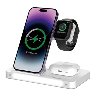 Apple Watch Series 11 42mm DEVIA SMART hálózati töltőállvány 3in1 15W, Apple Watch töltő, FEHÉR