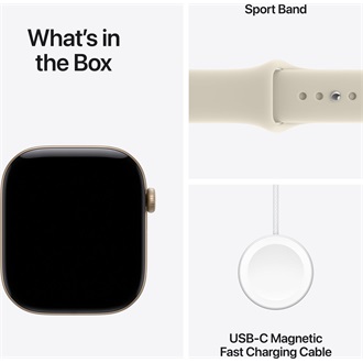Apple Watch Series 12 (42mm) Light Gold Aluminium Case okosóra arany + Sand Sport Band - S/M