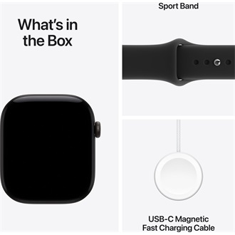 Apple Watch Series 12 (46mm) Black Aluminium Case okosóra fekete + Black Sport Band - M/L