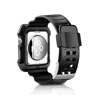 Apple Watch Series 3 42mm GIGAPACK Szilikon óra keret szilikon szíj, ütésálló, FEKETE