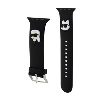 Apple Watch Series 5 40mm KARL LAGERFELD KARL AND CHOUPETTE HEAD NFT pótszíj egyedi méret, fém csat, FEKETE