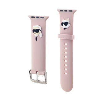 Apple Watch Series 5 40mm KARL LAGERFELD KARL AND CHOUPETTE HEAD NFT pótszíj egyedi méret, fém csat, RÓZSASZÍN