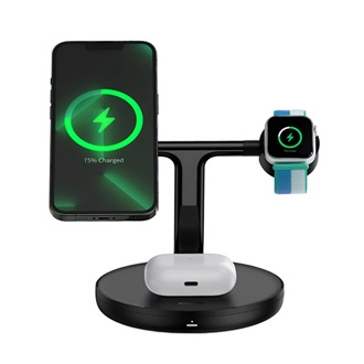 Apple Watch Series 5 44mm BASEUS hálózati töltő 3in1 15W, Apple Airpods töltő, FEKETE