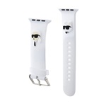 Apple Watch Series 5 44mm KARL LAGERFELD KARL AND CHOUPETTE HEAD NFT pótszíj egyedi méret, fém csat, FEHÉR