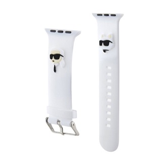 Apple Watch Series 5 44mm KARL LAGERFELD KARL AND CHOUPETTE HEAD NFT pótszíj egyedi méret, fém csat, FEHÉR