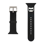 Apple Watch Series 5 44mm KARL LAGERFELD SILICONE CHOUPETTE HEAD pótszíj egyedi méret, fém csat, FEKETE