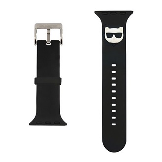 Apple Watch Series 5 44mm KARL LAGERFELD SILICONE CHOUPETTE HEAD pótszíj egyedi méret, fém csat, FEKETE