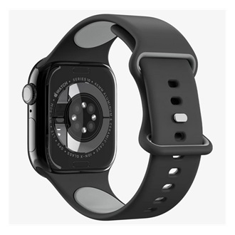Apple Watch Series 5 44mm SPIGEN NANO POP pótszíj egyedi méret, szilikon, FEKETE