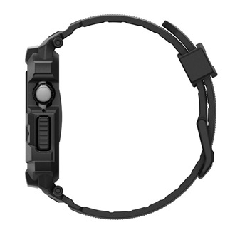 Apple Watch Series 5 44mm SPIGEN RUGGED ARMOR PRO 2 pótszíj egyedi méret, ütésállóság + szilikon keret, FEKETE