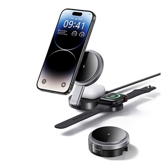 Apple Watch Series 5 44mm USAMS asztali töltő 3in1 15W, Apple Watch töltő, FEKETE