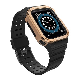 Apple Watch Series 9 41mm Gigapack Pótszíj egyedi méret, ütésállóság + szilikon keret, FEKETE/ROZÉARANY
